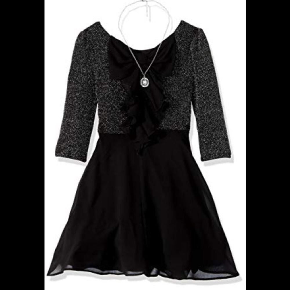 AMY BYER Big Girls Lurex Knit Bow Dress